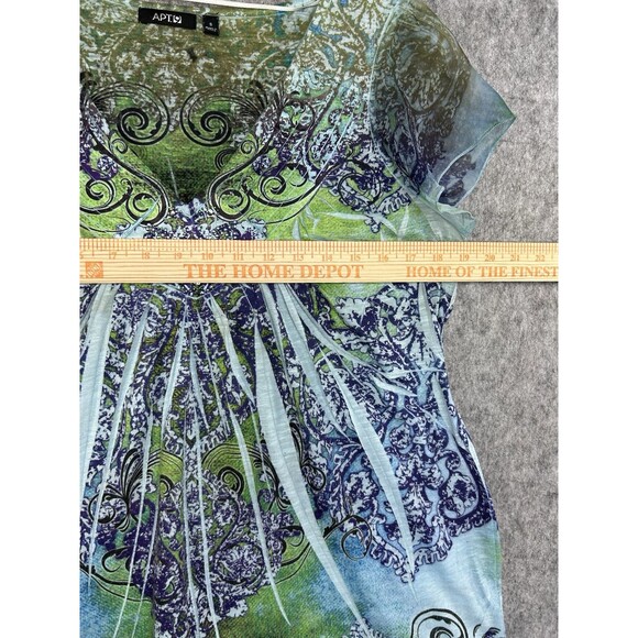 Apt 9 Floral Fairy Beaded Embellished Top Size S Flutter Sleeve Sheer Whimsy - Picture 7 of 9